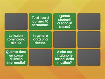 Gioco Memory - Informazioni in una scuola di lingue.