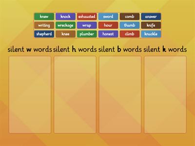 Tricky words with silent letter