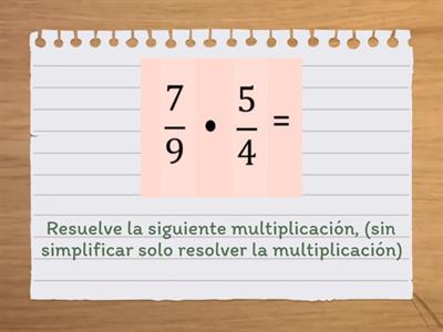 Trivia de multiplicación y simplificación de fracciones.
