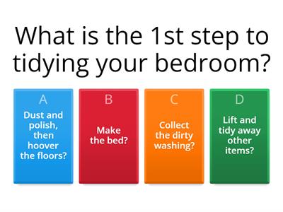 Cleaning my bedroom quiz