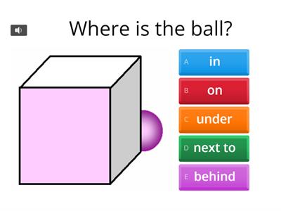 Prepositions - in on under next to over