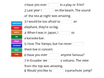 Speakout Elementary 12.1 Vocabulary experiences