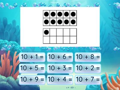 Teen Numbers addition equation Match using Ten Frame 2