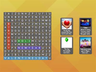 Wordsearch (About Special days/events)