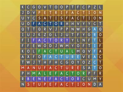 Fact wordsearch