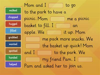 Past Simple of regular verbs - Completing the sentences - Picnic