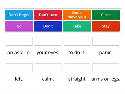 Health vocabulary - imperatives