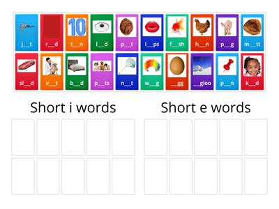 Achieve Now: Short i and Short e Word Sort