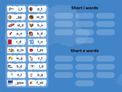 Achieve Now: Short i and Short e Word Sort