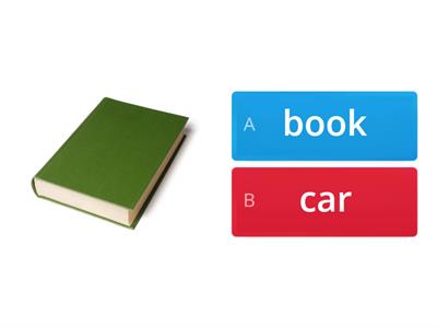 naming picture of objects (book, car, bus, watch,cup)