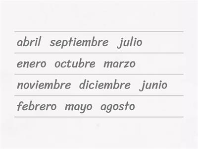 Months of the year Spanish