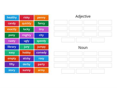 Y = /e/ sorting nouns vs adjectives