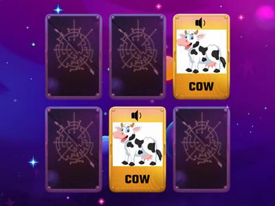 recognizing 3 letters sound: cow, pig  and owl