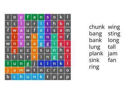 Glued sounds wordsearch