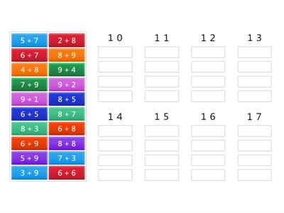 １年　算数たしざん（おなじ　こたえの　カードを　あつめましょう。）