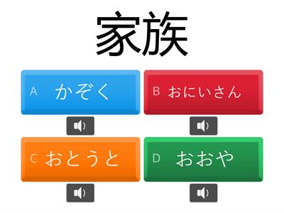 Teste１　Jlpt N4 1章１家族　　家・族・兄・弟・姉・妹・私・育