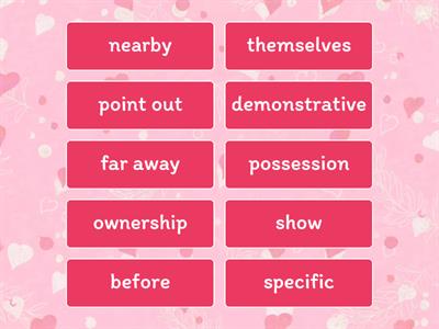 Possessive and Demonstrative Pronouns Definitions Vocabulary