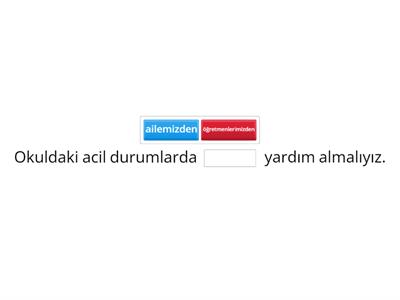 H.B 3. Sınıf Dikkat Acil Durum