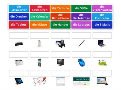 Gegenstände im Büro Plural