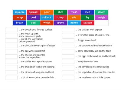 Cooking verbs match