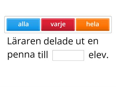 Hela, alla eller varje?