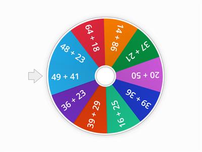 2  Digit Addition (WITH regrouping) Spin the Wheel 