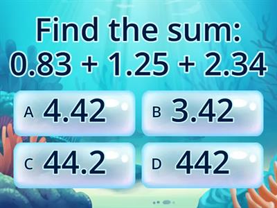 ADDITION and SUBTRACTION OF DECIMAL NUMBERS