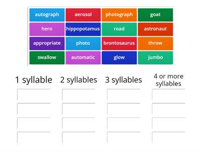 Sort according to how many syllables in each word