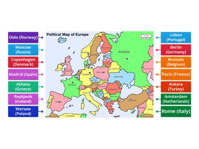 Capitals (and their countries) of Europe (CE)