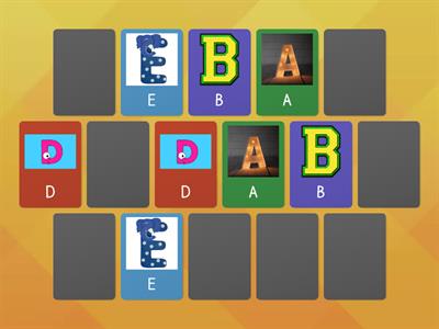 Matching pairs with letter a, b, c, d, e, f, s, t