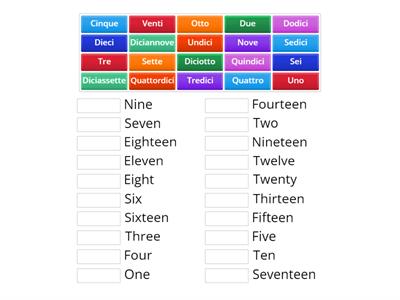 Numbers 1 20 in italian - Teaching resources