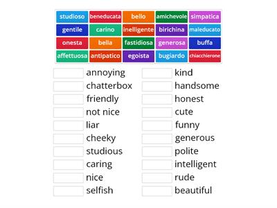Adjectives to describe a person - open the box