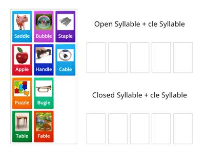 Sort Consonant + le words by first syllable: open or closed  