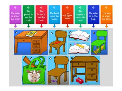 Classroom Objects Prepositions