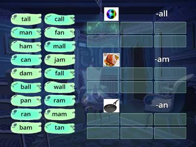 Word Sort with -all, -am, -an
