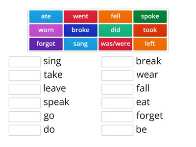  common verbs V2 match up