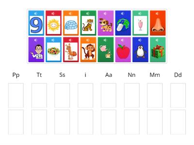 Genki phonics -  s, i, t, p, a, n, m, d - sorter