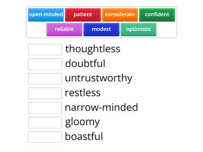 personality qualities (antonyms)