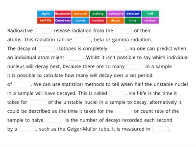 Half-life and radioactivity.