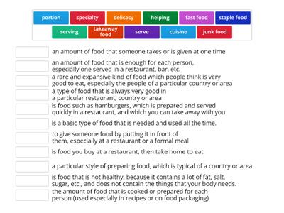 National Cuisine Vocabulary ( Grade 10 )