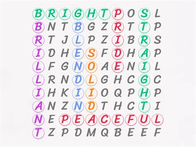  Vocabulary related to colours Word Search