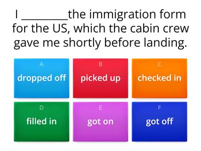 Airport vocabulary boxes quiz