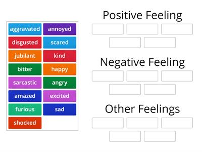 Positive Feeling, Negative Feeling, Other Feelings Sort