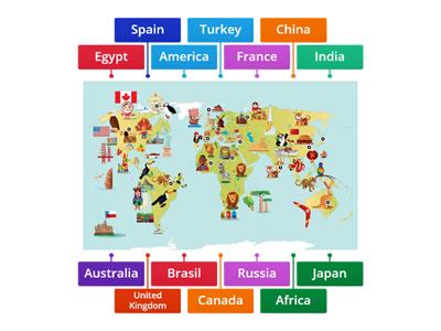 Find the countries in the World map.