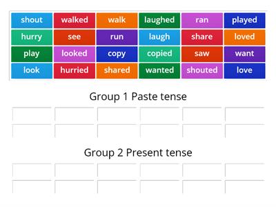 Past tense words ( verbs)