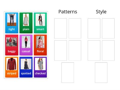Describing Clothes. Group Patterns & Styles