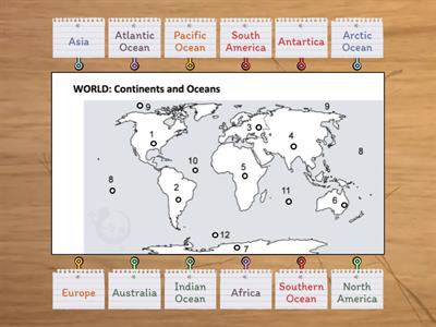 Continents and Oceans Labeling Activity 