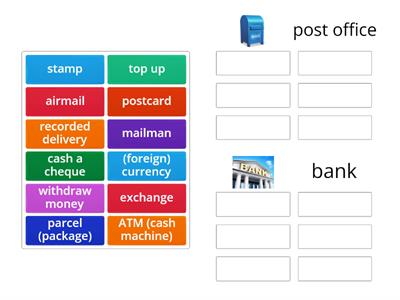vocabulary - at a post office/ a bank