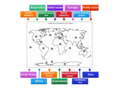 World Map Continents and Oceans