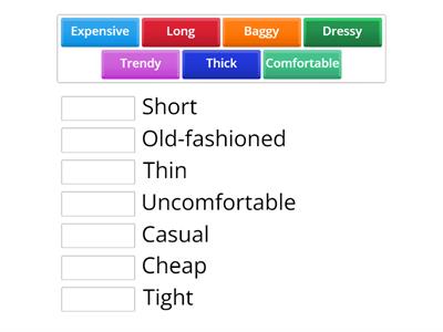 Antonyms with clothes